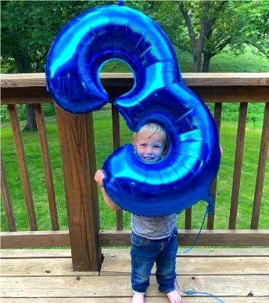 Large Navy Blue 3 Number Balloon 40 Inch, 3 Three Wednesday Birthday Balloons,3rd 13 30 31 33 53 Birthday Party Decorations, Bluey Birthday Parties Anniversary Graduation Supplies