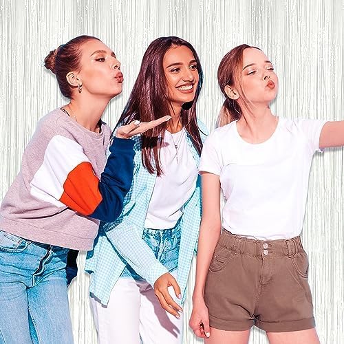 3 Pack Macaron White Foil Fringe Curtain Backdrop, 3.28Ft x 8.2Ft Metallic Tinsel Foil Fringe Streamer Curtains for Photo Booth, Christmas Day, Thanksgiving, Wedding, New Year Party Decorations