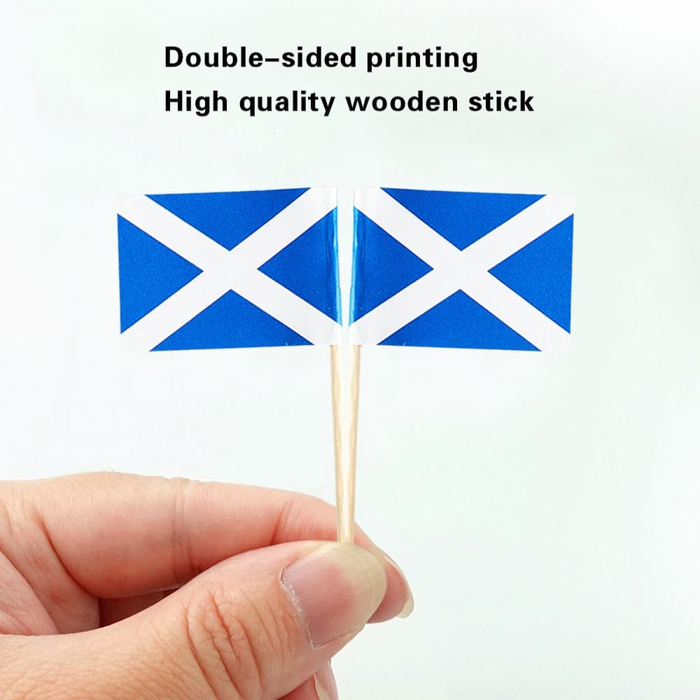 Scotland Flag Scottish Flag, Small Mini Scotland Toothpick Flags for Food, Cupcakes, Cocktails, Appetizers, Bar Party Decorations