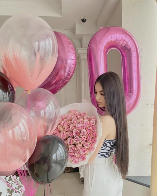 Pink 0 Number Balloon 40 Inch, 0 Decorations for 10 20 30 40 50 60 70 80 90 100Birthday, Foil Giant Birthday Graduations Anniversary Party Balloons