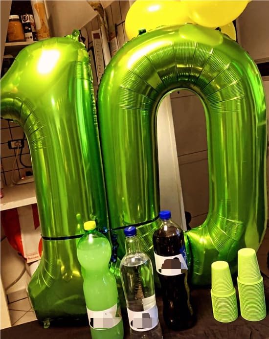 Light Green Number 7 Birthday Balloon 40 Inch, Digital Balloons for 7 17 27 70 77 Party Celebration Decorations Supplies,Light Green Mylar Foil Numbers Balloon for Seven Wedding Anniversary