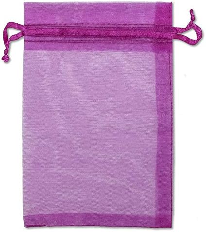 TheDisplayGuys 100-Pack 4x6 Hot Pink Sheer Organza Gift Bags with Drawstring, Goodie Bags for Jewelry, Candy Bags, Treat Bags, Wedding Favors Small Mesh Bags