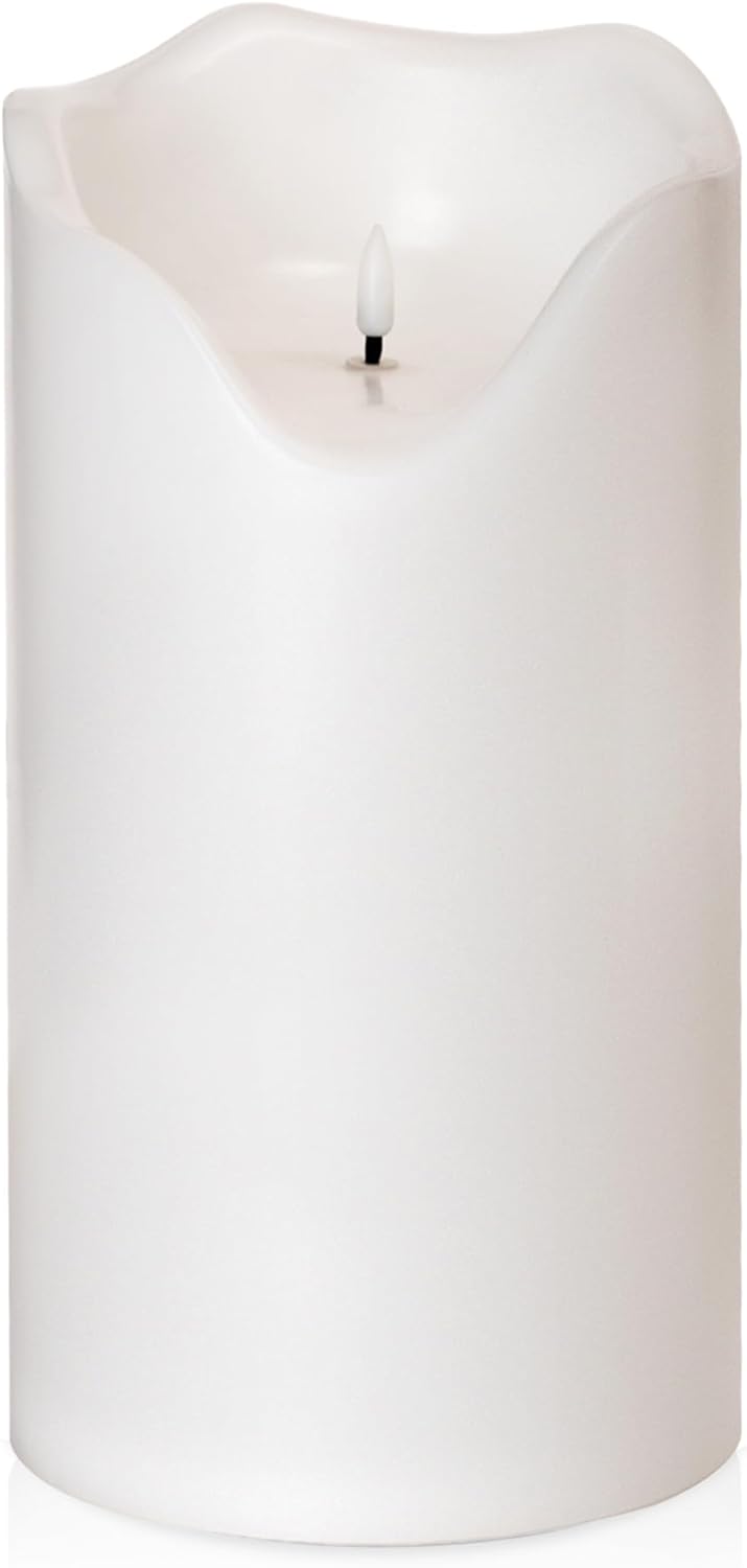 Homemory 6.3" x 12" Extra Large Outdoor Waterproof Candle with Auto 6-Hour Timer, White Plastic Made, Long Last for Months