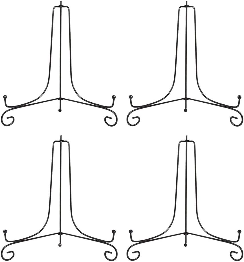 (4 Pack)Iron Display Stand, Black Iron Easel Plate Display Photo Holder Stand, Displays Picture Frames,Decorative Plates and Art 12 Inch