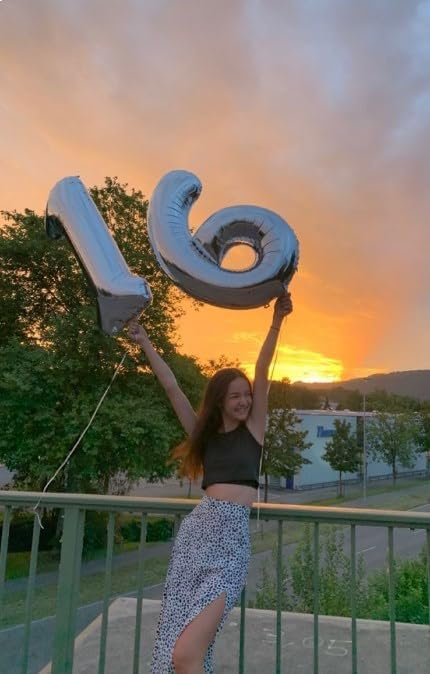 Silver Number 1 Balloon 40 inch, Number 1 Birthday Balloon for Boy Girl, Silver Foil One Balloon for 1st 10 11 12 16 18 Birthday Party, Anniversary Celebration Number Balloons Decorations