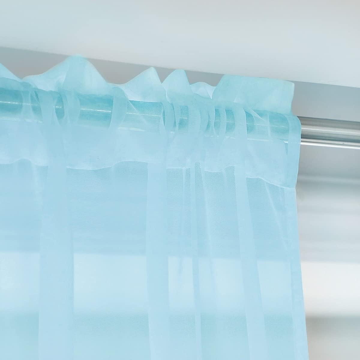 Window Lake Blue Sheer Curtains 48 Inches Width 63 Inches Long 2 Panels Sheer Curtain Clear Curtains Basic Rod Pocket Panel for Home Living Room Bedroom Kids Room Yard Patio Parlor Sliding