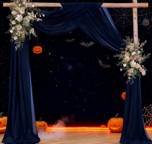 Fall Navy Blue 2 Panels Wedding Arch Draping Fabric 29" x 20Ft Sheer Drapes Outdoor Curtain for Wedding Party Baby Bridal Shower Arch Ceiling Backdrop Decor