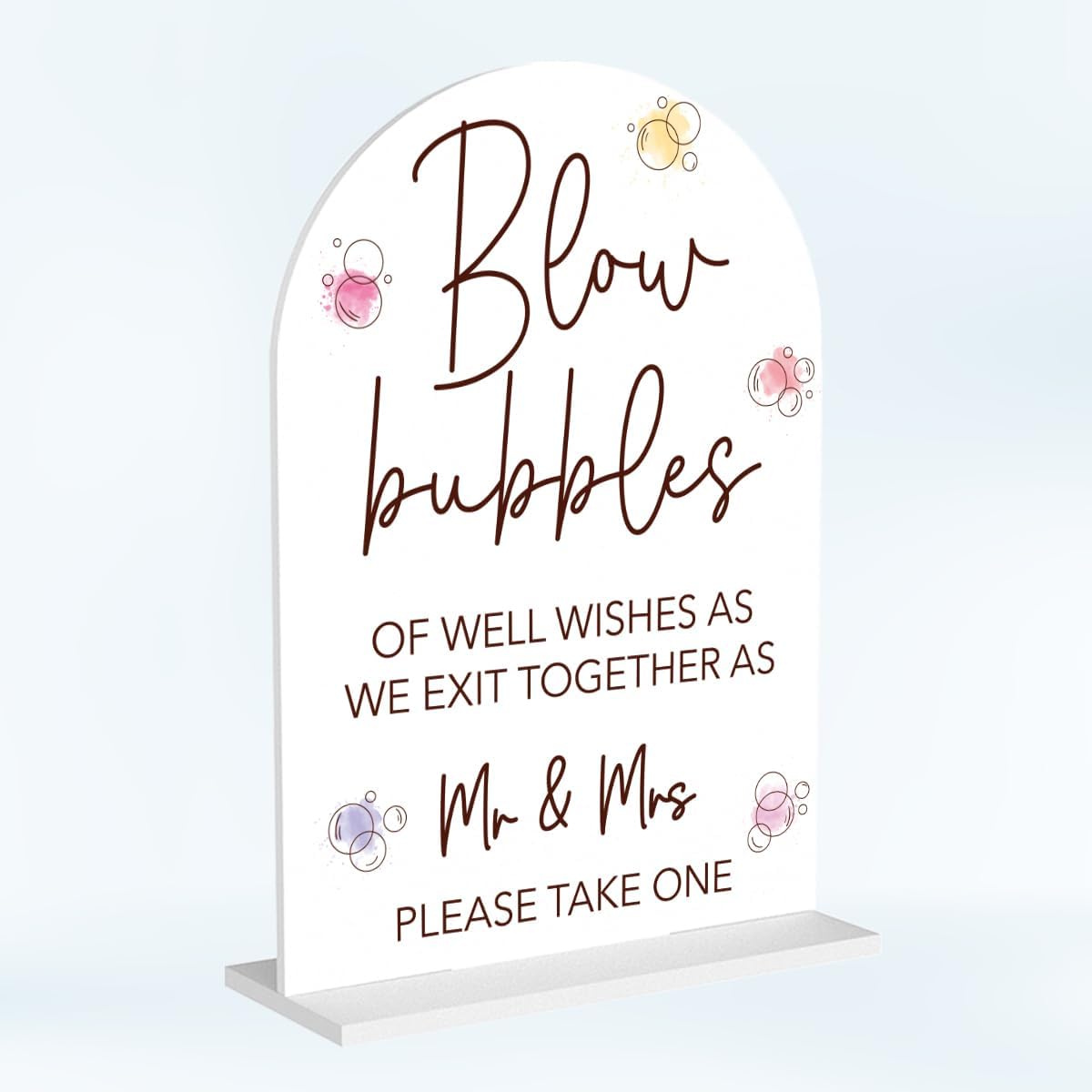 Wedding Bubbles Sign Bubbles for Wedding Send off Reception Decor Acrylic Arch Wedding Bridal Shower Baby Shower Welcome Table Signs for Ceremony and Reception Decor 7 x 5 Inches