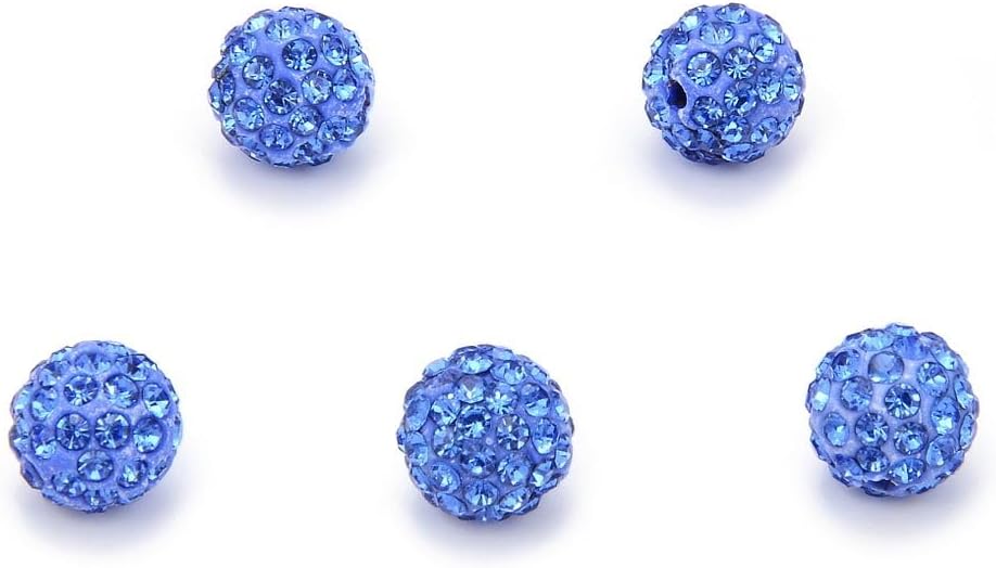 100pcs Adabele Grade A Suncatcher Crystal Rhinestone Pave Loose Beads 8mm Light Sapphire Blue Polymer Clay Disco Ball Spacers Compatible with Shamballa All Craft Jewelry Making DB8-14