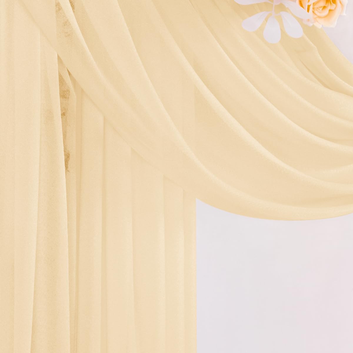 Champagne Gold Wedding Arch Draping Fabric 29" x 20 FT Wedding Drapes for Backdrop Sheer Curtains Drapes for Romantic Bridal Baby Shower Decor Ceremony Birthday Party Fall Outdoor Events