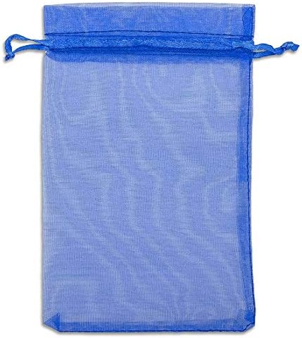 TheDisplayGuys 100-Pack 4x6 Royal Blue Sheer Organza Gift Bags with Drawstring, Jewelry Candy Treat Wedding Party Favors Mesh Pouch