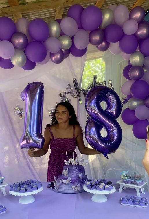 Purple Number 18 Balloon 40 Inch Birthday Decorations, Number 18 Balloon Birthday Party Decorations, Anniversary Decorations Graduations Party Supplies