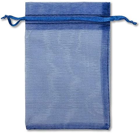 TheDisplayGuys 100-Pack 6x8 Navy Blue Sheer Organza Gift Bags with Drawstring, Jewelry Candy Treat Wedding Party Favors Mesh Pouch