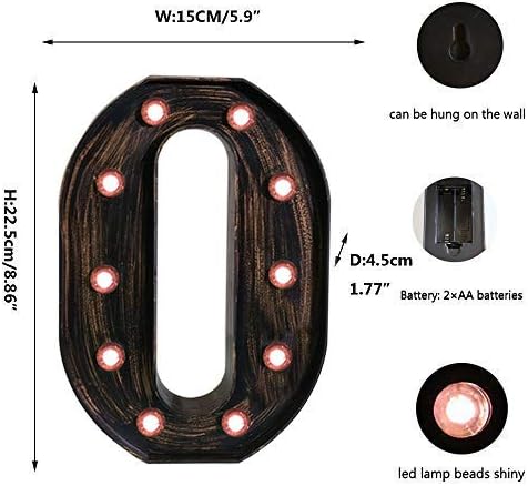 OYCBUZO Golden Black Led Marquee Letter - Industrial, Vintage Style Light Up Alphabet Letter Sign for Cafe Wedding Birthday Party Christmas Lamp Home Bar Initials Decor - O