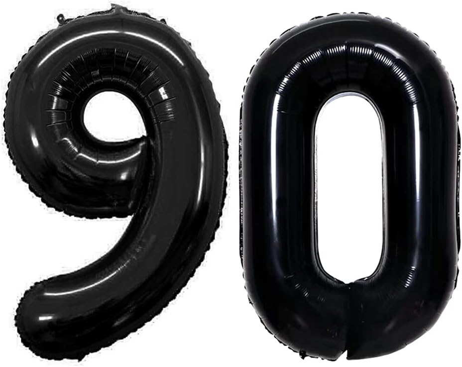 GOER Number 90 Balloons for 90th Birthday Party Decorations,42 Inch Jumbo Foil Helium Balloons for 90th Anniversary (Black)