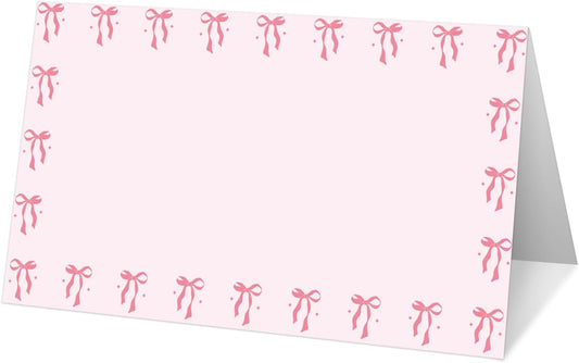 25 Bow Place Cards for Table Seating, Pink Wedding Name Place Card, Tent Cards for Birthday Bridal Shower Baby Shower Reception Dinner Party Decorations -A21
