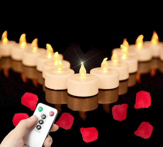 Tea Light Candles with Remote Control,Flickering Flameless LED Candle,Long Lasting 400+Hours,Battery Operated with Timer for Home Decoration Seasonal &Festival Celebration WarmYellow (12pcs)