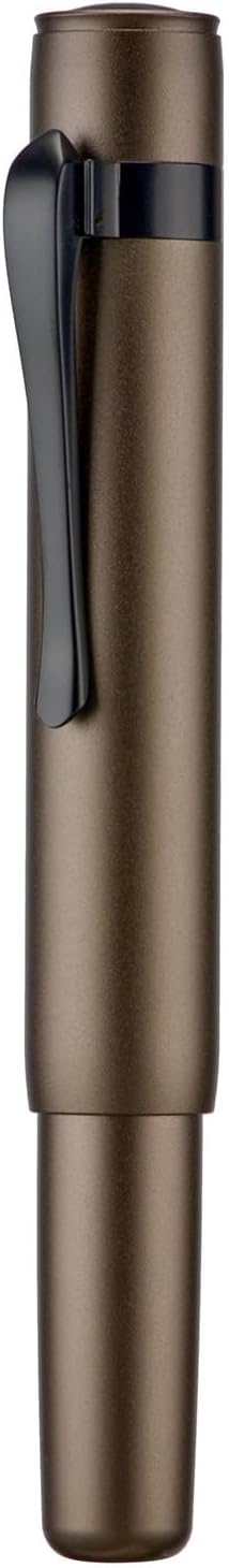 Hongdian M2 Black Forest Mini Fountain Pen, Bent Nib & Sleek Shape Aluminium Short Pocket Travel Pen (Caramel Brown)