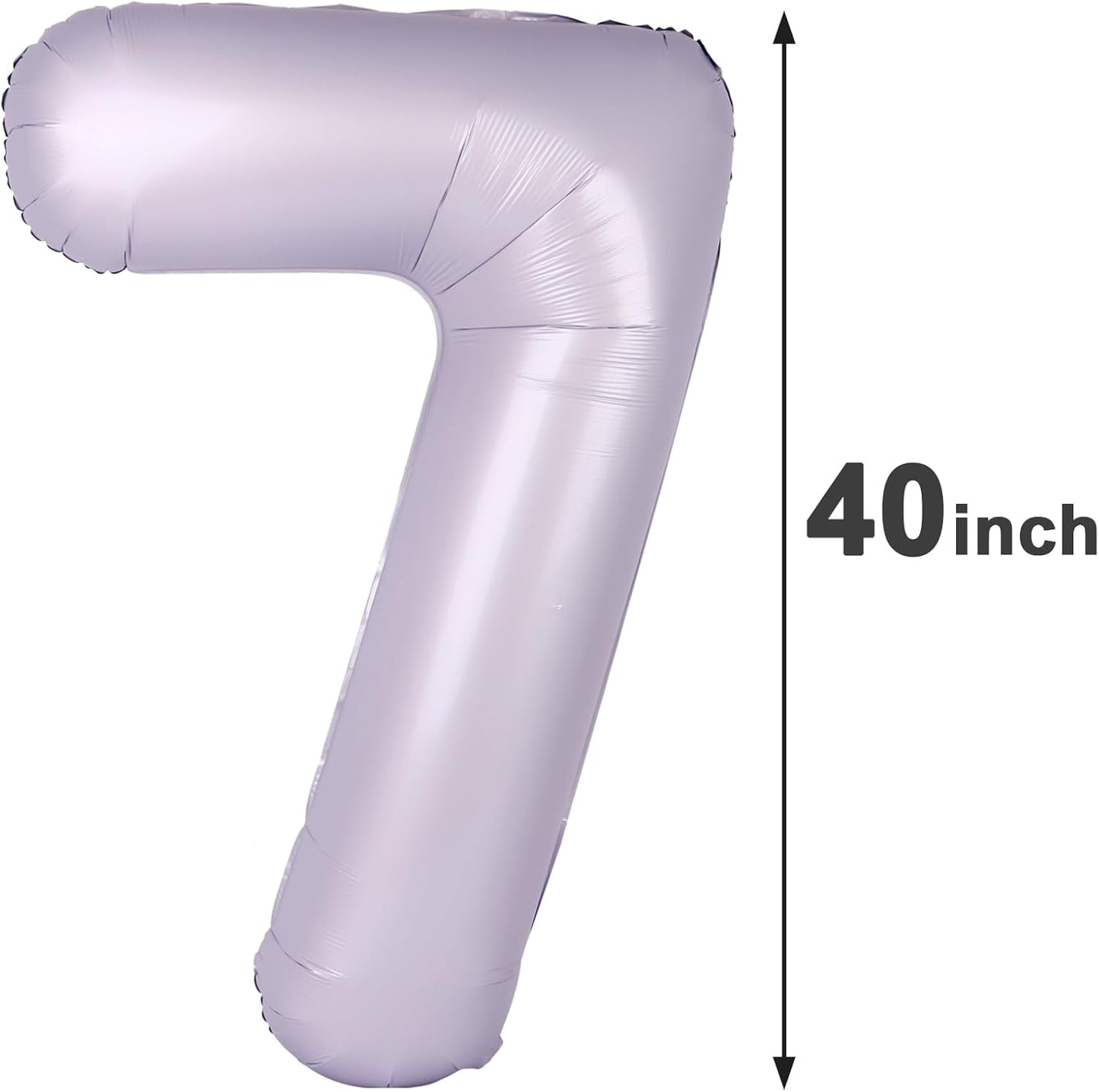 Lavender Number 7 Birthday Balloon 40 Inch, Digital Balloons for 7 17 27 70 77 Party Celebration Decorations Supplies, Lilac Mylar Foil Numbers Balloon for Seven Wedding Anniversary
