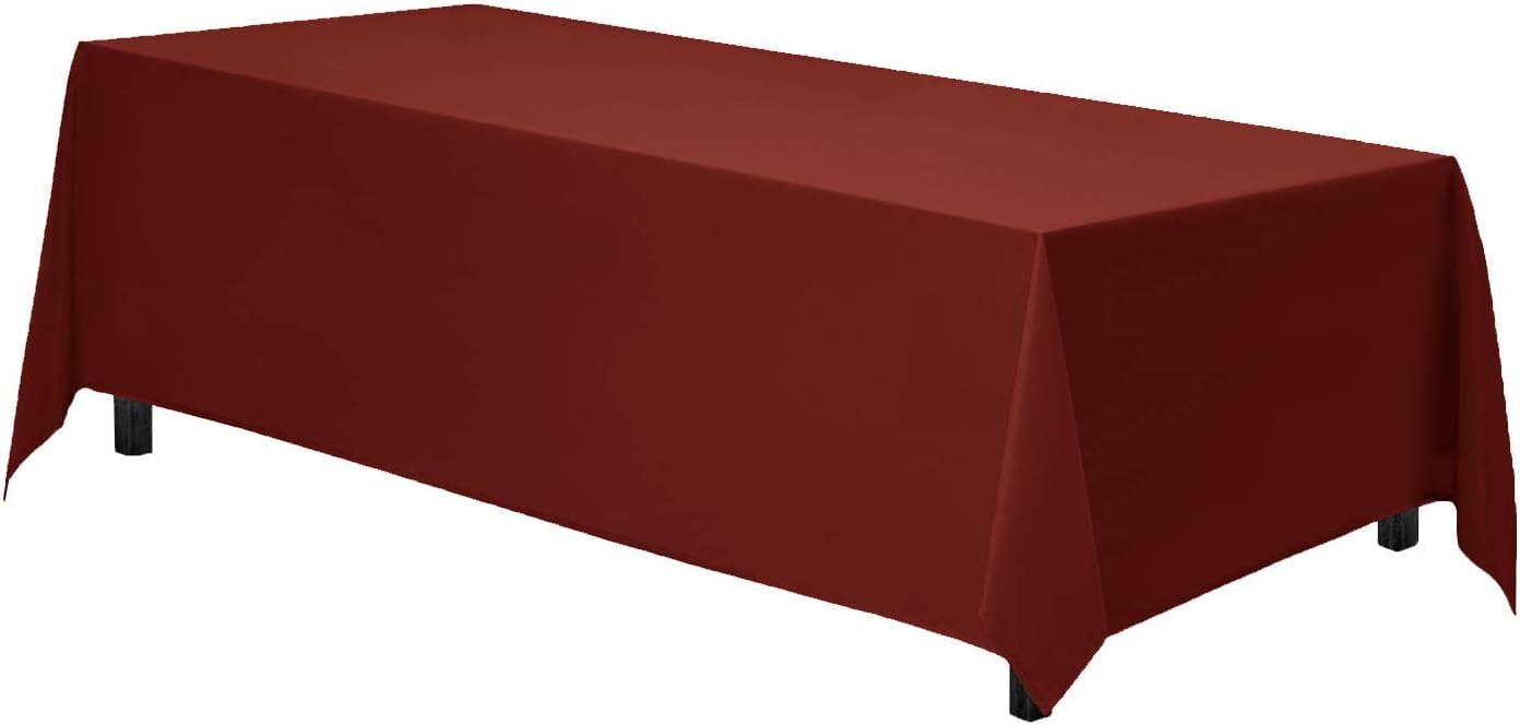 Gee Di Moda Rectangle Tablecloth - 90 x 156 Inch Burnt Orange Table Cloth for 8 Foot Table with Floor-Length Drop - Heavy Duty Washable Fabric - 8 Ft Buffet Table, Holiday Party, Wedding & Baby Shower