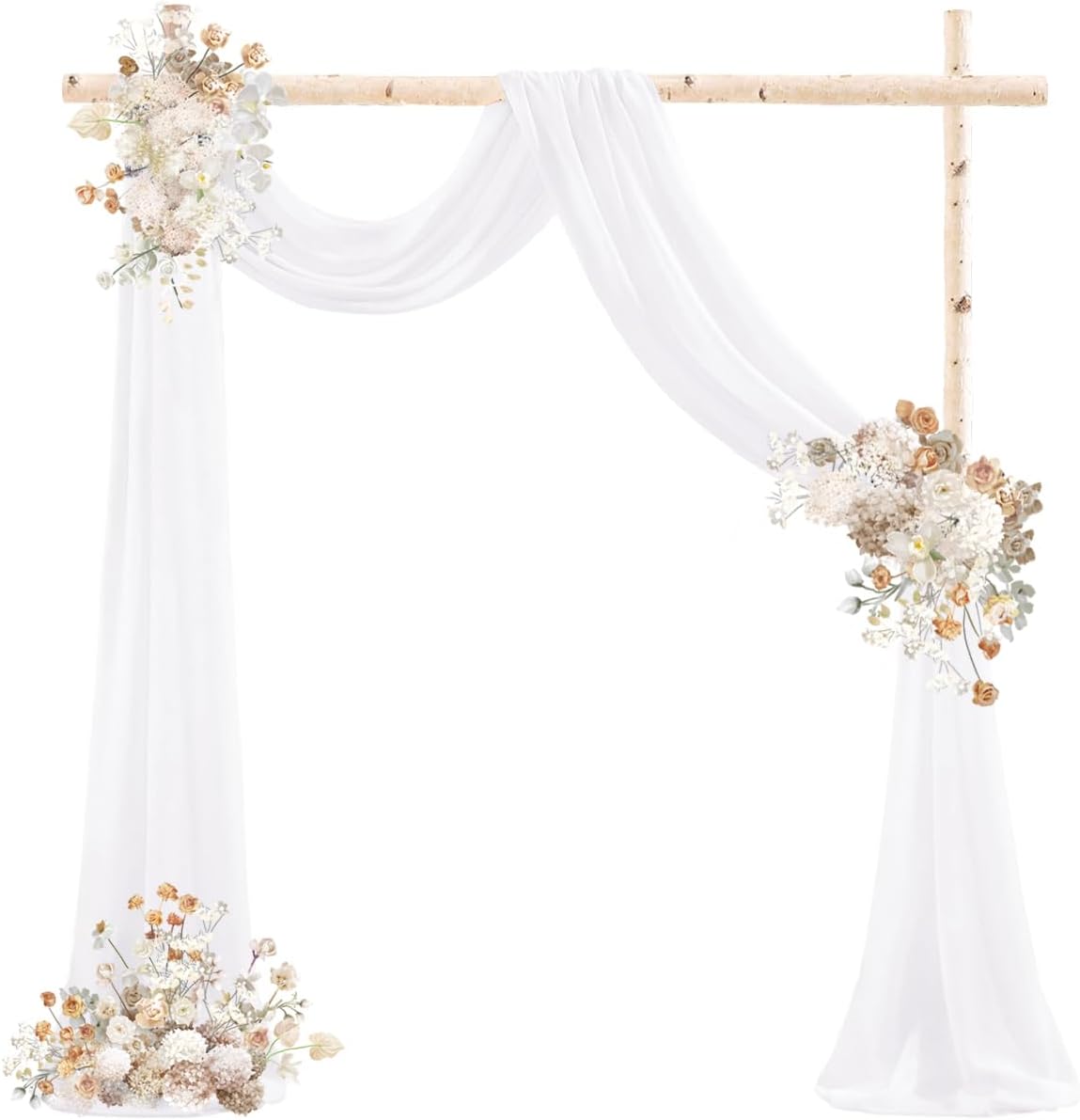 White Wedding Arch Draping Fabric 4 Panels 29" x 20 FT White Drapes for Backdrop Sheer Curtains Wedding Drapes for Romantic Bridal Baby Shower Ceremony Birthday Party Fall Outdoor Events