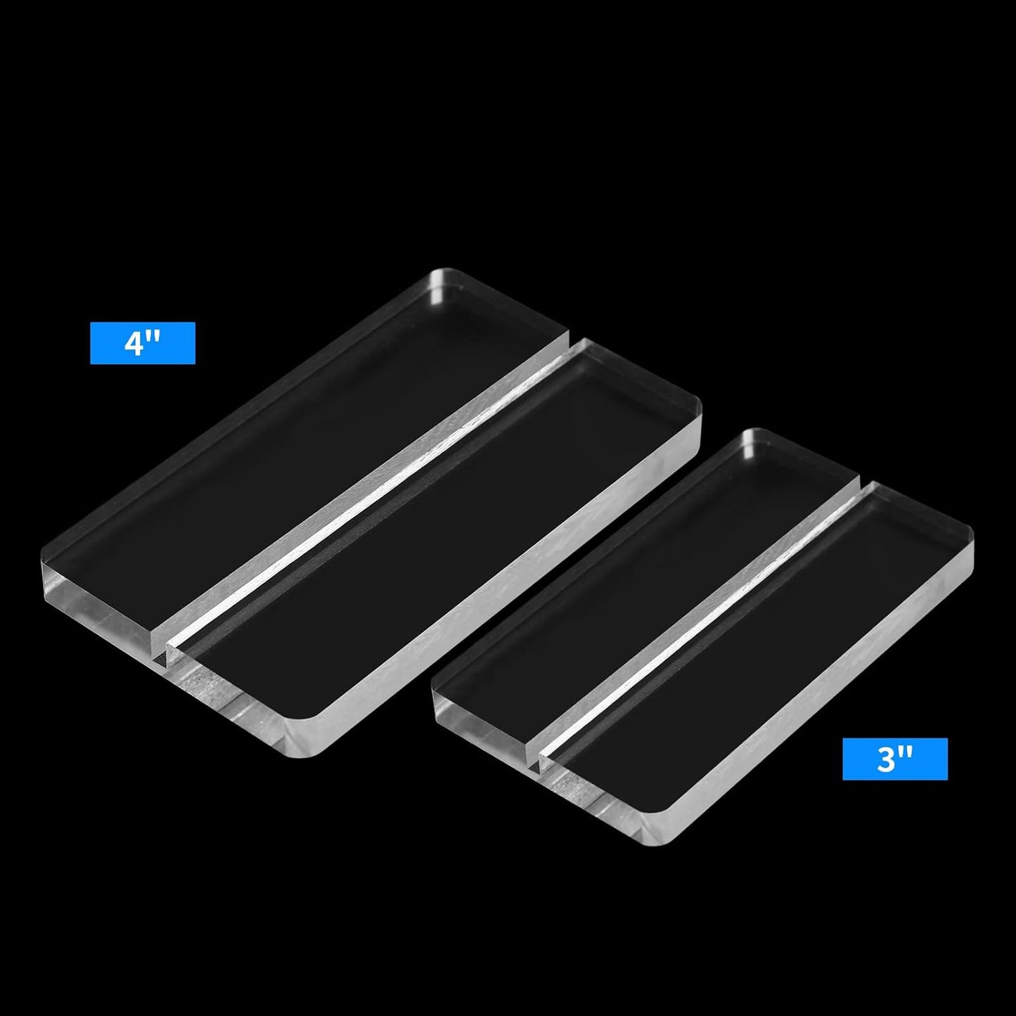 4" Clear Acrylic Sign Stand, 3mm Slots Wedding Table Number Holder, Angular Smooth Acrylic Place Card Holder, Suitable for Wedding, Exhibition, Party, Hotel (12 Pack)