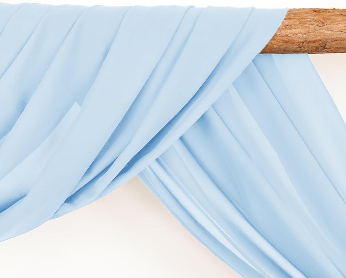 Wedding Arch Draping Fabric 2 Panels 30'' x 18FT Baby Blue Sheer Chiffon Arch Drapery for Photo Booth Bridal Shower Baby Shower Church Decor Newborn Photography Christening Outdoor Party