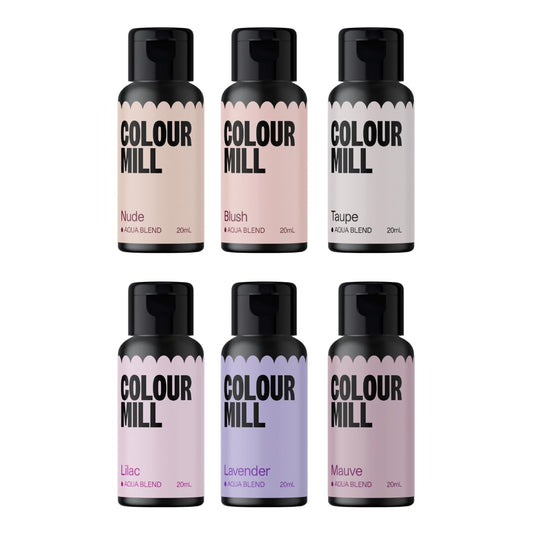 Colour Mill Bridal Pack Aqua Blend Water-Based Food Coloring, 20 Milliliters Each of 6 Colors: Blush, Lavender, Lilac, Mauve, Nude and Taupe