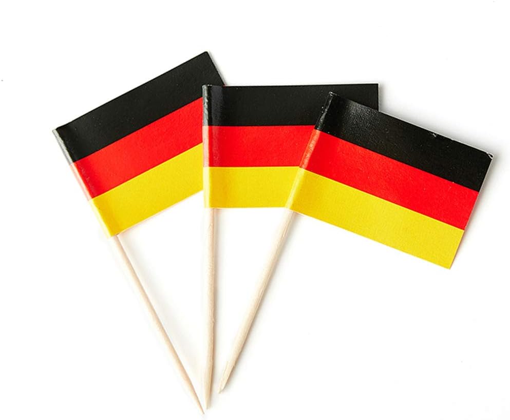 German Flag Germany Flag, Small Mini German Toothpick Flags for Food, Cupcakes, Cocktails, Appetizers, Bar Party Decorations