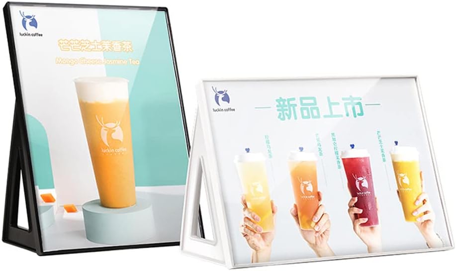 ABS Plastic Sign Holder，Menu Displays L Shape Sign Stand Vertical/Horizontal Use (Black A5 148×210mm/5.83×8.27inches)