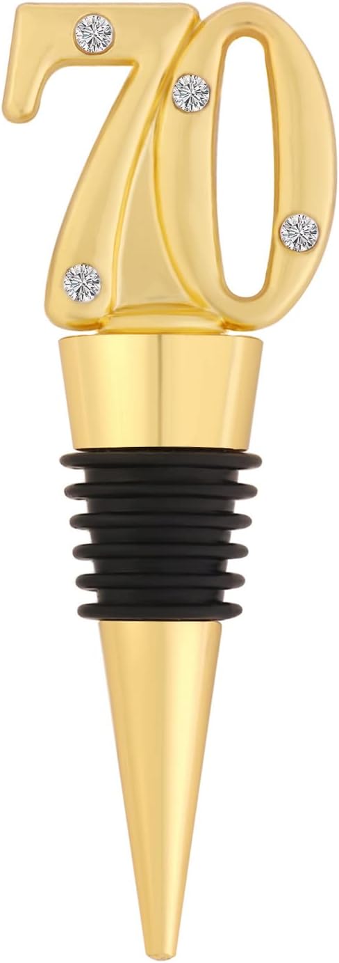 12 Pack 70 Wine Stopper Party Favors Anniversary Party Gifts Black and Gold Birthday Party Gifts Souvenirs Decorations for Guests (black 70, 12)