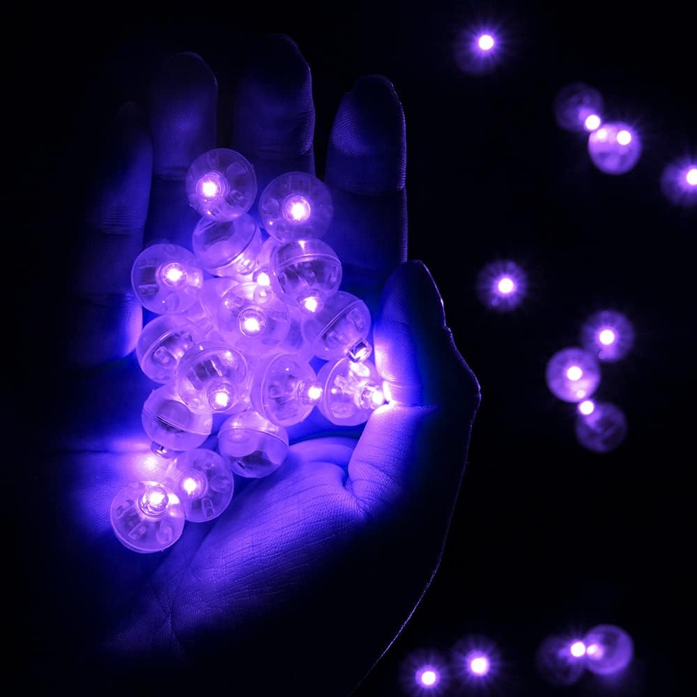 200pcs LED Purple Balloon Light, Round Led Mini LED Lights for Paper Lantern Balloon Indoor Outdoor Party Event Fun, Birthday Party Wedding Decoration Supplies