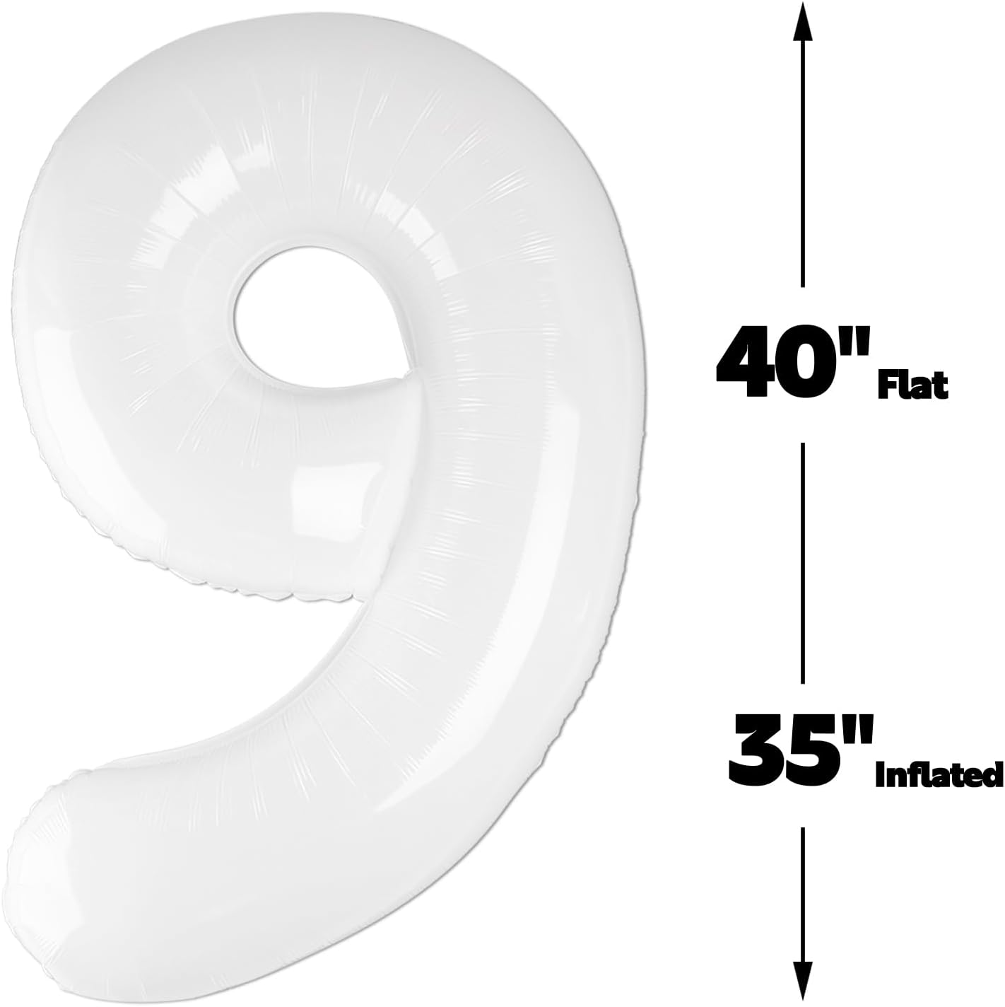 Big White 40 Inch 9 Balloon Number, Jumbo Giant 9th 19 29 39 49 99 Birthday Party Decorations, Large White Foil Balloons Anniversary Birthday Party Engagement Decorations
