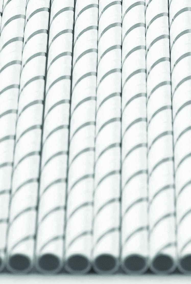 Pack of 300 Silver Foil Stripes Biodegradable 4-Ply Paper Drinking Straws (Compostable, Non-toxic, BPA-free)