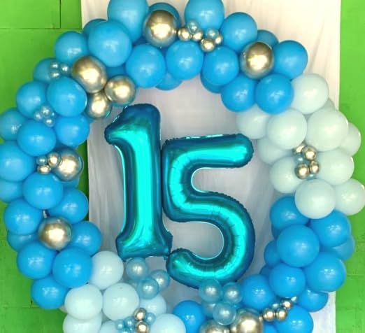 Blue 40 Inch Large Number 5 Birthday Balloon, Five 5th 15 25 35 50 55 Birthday Celebration Decorations, Blue Foil 5 Mylar Helium Balloons Girl Boy Anniversary Party Supplies