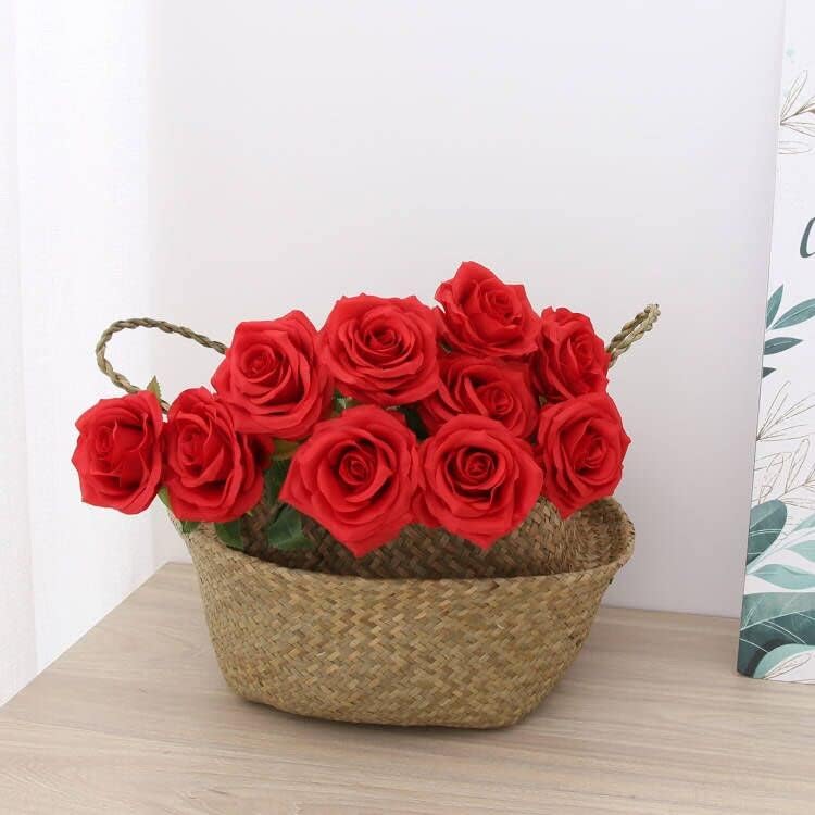 Artificial Rose 10pcs Red Silk Flower Faux Artificial Roses with Long Stems for Wedding Arrangement, Bridal Bouquet, Centerpiece, Fake Faux Silk Flowers