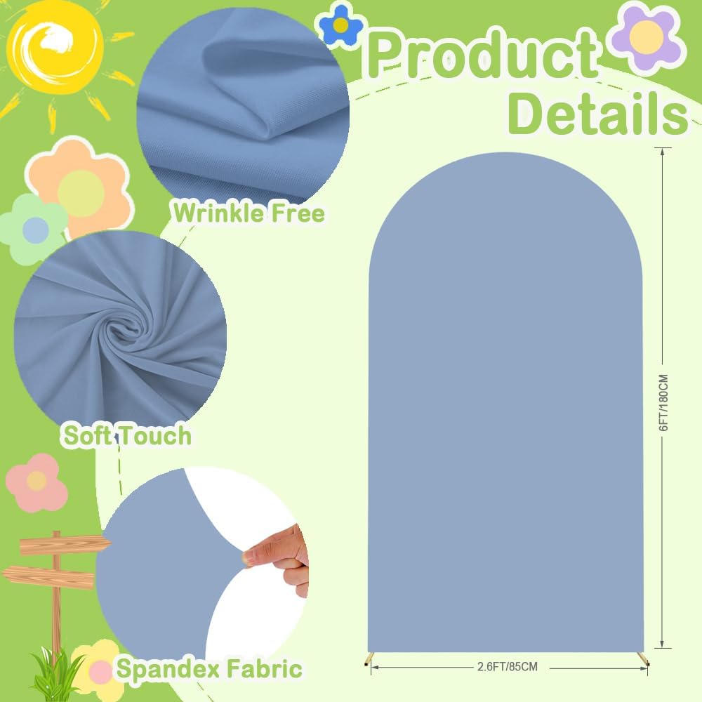 Wedding Arch Cover Dusty Blue 6FT Arch Backdrop Cover Spandex Covers for Arch Wall Panels Chiara Backdrop Cover Baby Shower Balloon Party Decorations