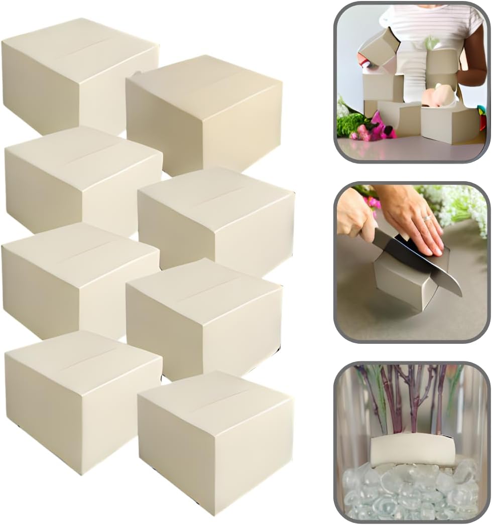 XCEL Floral Foam Block Unlike Any Other - Reusable Floral Blocks Flower Foam for Artificial Flower Arrangements (Cream - 4" x 4" x 3" (8 Pack))