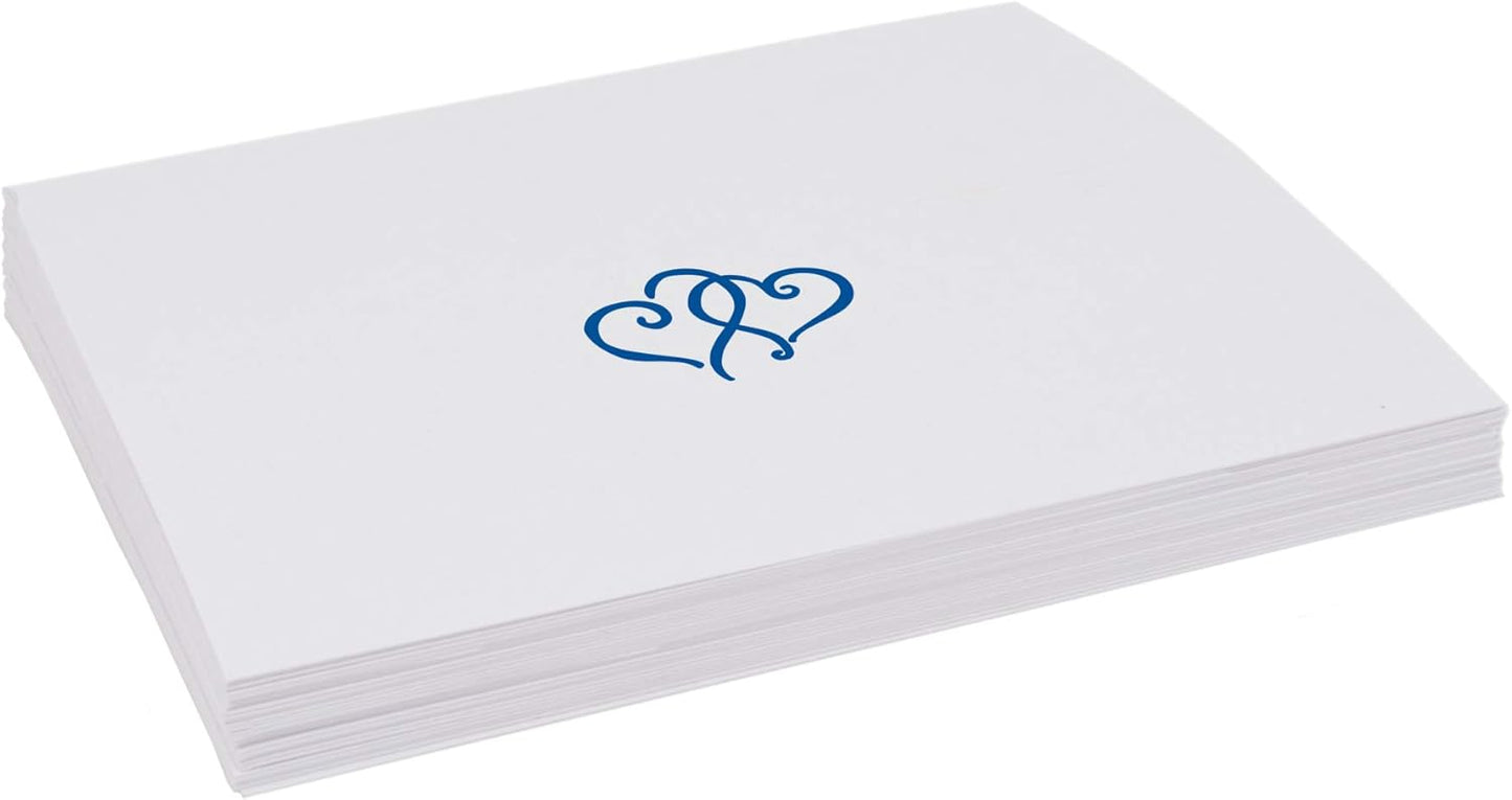 Linked Hearts Place Cards, Royal Blue (Choose Color), Set of 150, Pre-cut and Scored - Wedding, Party, Dinner, and Special Events - Made in the USA