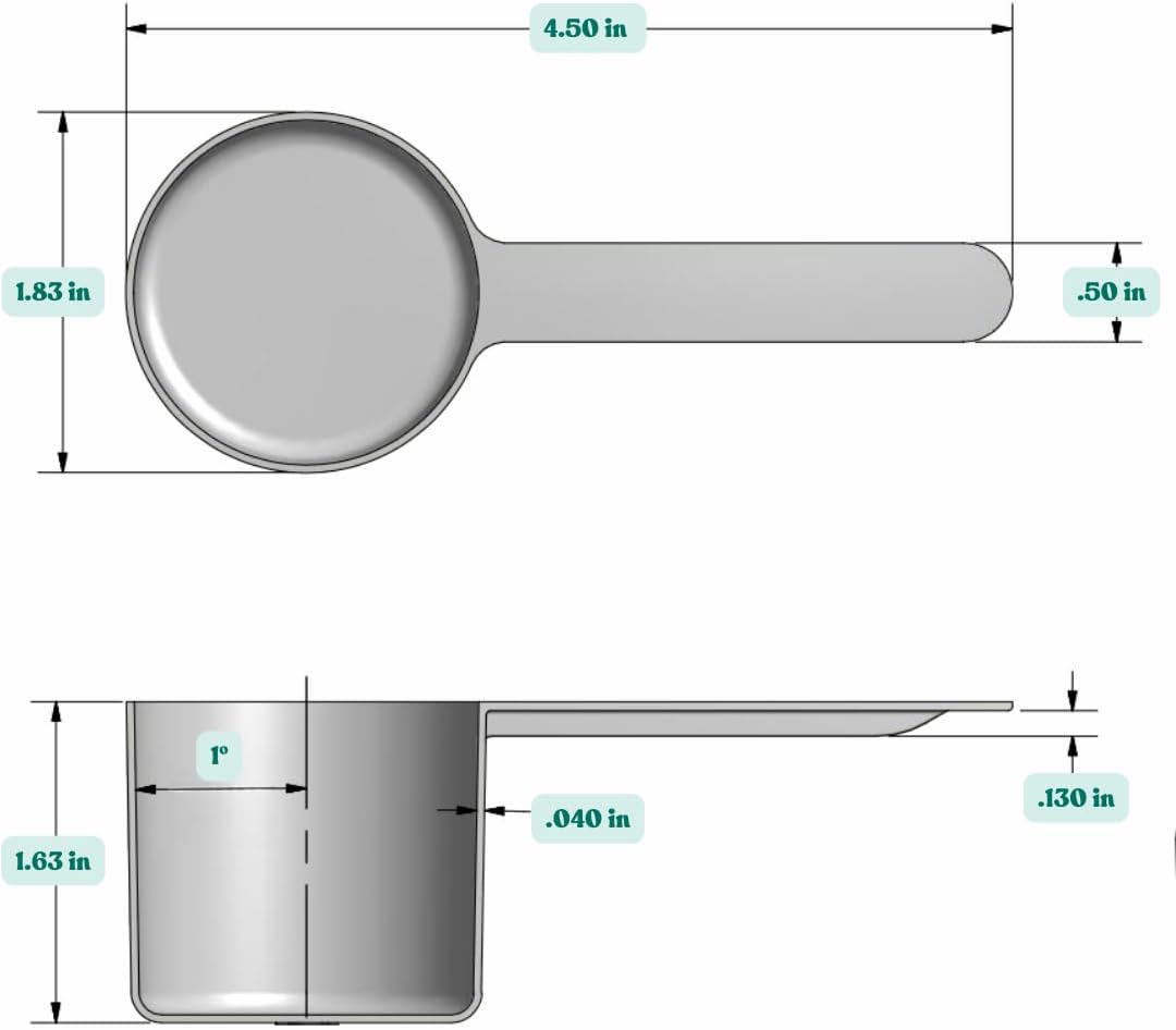 1/4 Cup (4 Tablespoon | 2 Oz. | 60 mL) Long Handle Scoop for Measuring Coffee, Pet Food, Grains, Protein, Spices and Other Dry Goods (Pack of 10)