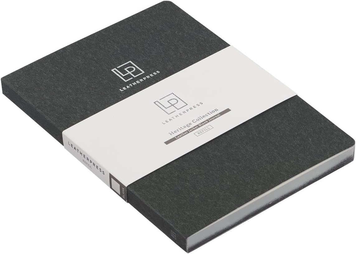 Luxury Leather Refillable Journal/Writing Notebook for Men & Women, Reusable Full-grain Leather Cover, 120gsm Thick Paper, Blank, Dotted, Lined Refills