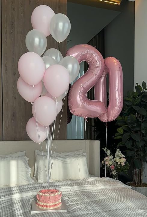 Pearl Pink 40 Inch 0 Number Balloons, 0 Decorations for 10 20 30 40 50 60 70 80 90 100 Birthday, Pearlescent Pink Foil Giant Birthday Graduations Anniversary Party Balloon