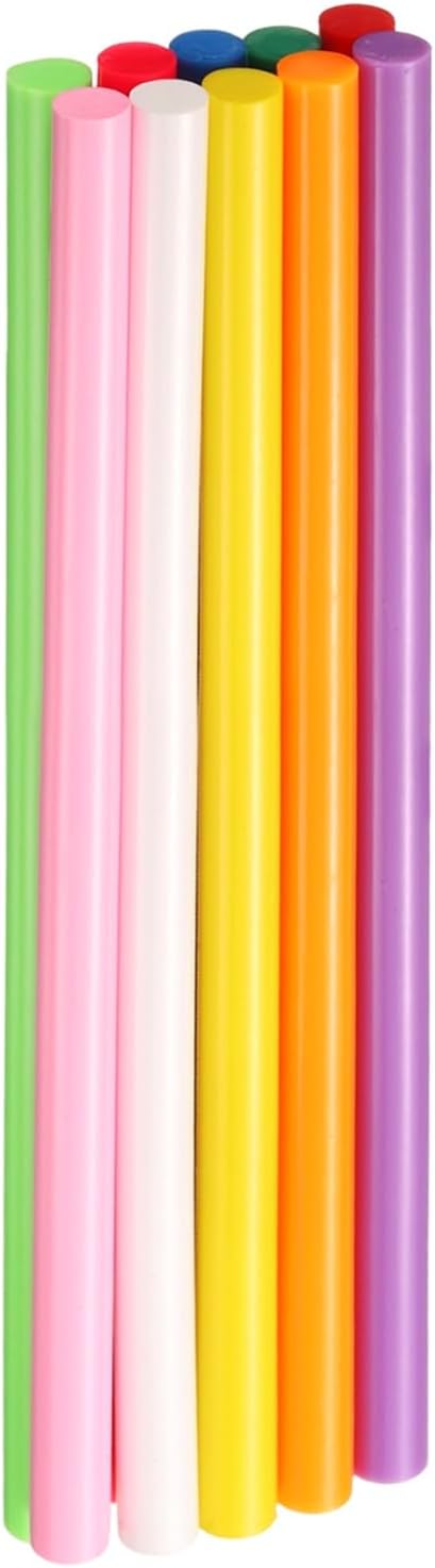 HARFINGTON 10pcs Hot Glue Sticks 0.43" Dia x 9.84" Long EVA Mini Hot Melt Adhesive Glue Stick for Hot Melt Gun Wood Plastic Glass Flowers Fabrics Foam, Multicolor