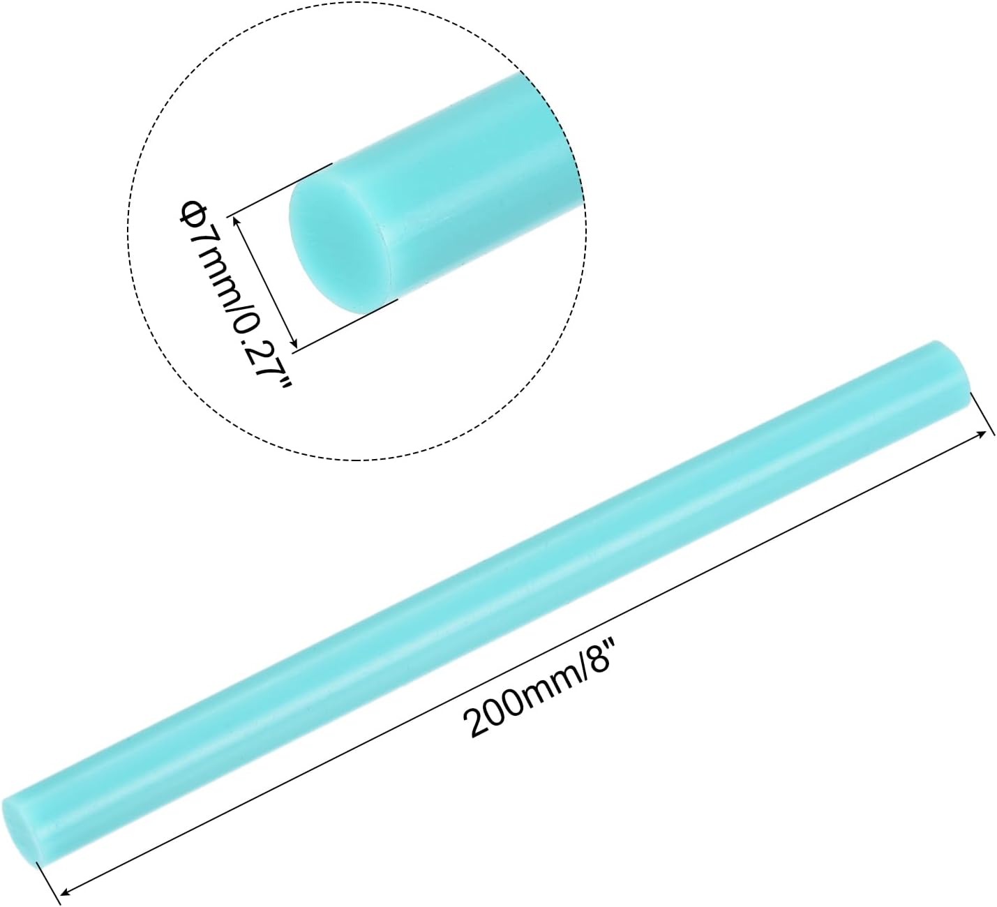 uxcell 20pcs Hot Glue Sticks for Glue Gun 7mm/0.27-inch x 8-inch Mini Hot Melt Adhesive Glue Stick Light Blue
