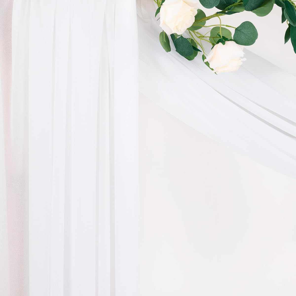 MLMC White Sheer Wedding Arch Draping Fabric 1 Panel 29" x 20 FT Extra Long Airy Gauze Drapes Backdrop Curtains 6.6 Yards Light Weight Outdoor Drapery Panels for Wedding Ceremony Church Events Decor