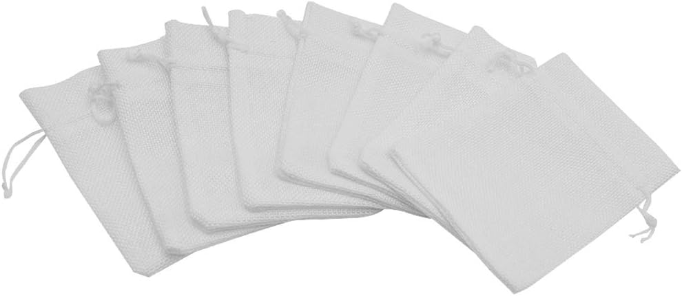 20Pcs Burlap Bags with Drawstring, 3.9 x 5.5 inch White Small Linen Gift Bags Jewelry Pouches Sacks for Christmas, Wedding Favors, Party, DIY Craft