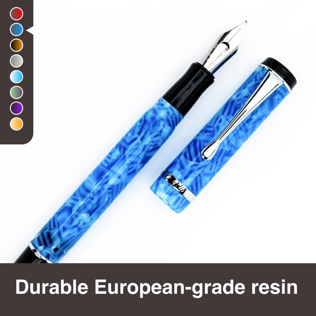 Conklin Duragraph Fountain Pen Ice Blue - Extra Fine Nib, Precision Writing Instrument with Cool Blue Finish