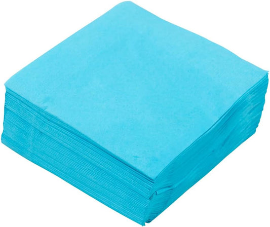 JAM PAPER Small Beverage Napkins - 5 x 5 - Sea Blue/Electric Blue - 50/Pack