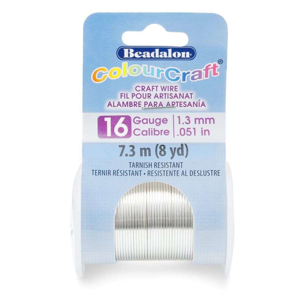 Beadalon ColourCraft Wire, 16 Gauge, Silver Plated, 8 yd Spool
