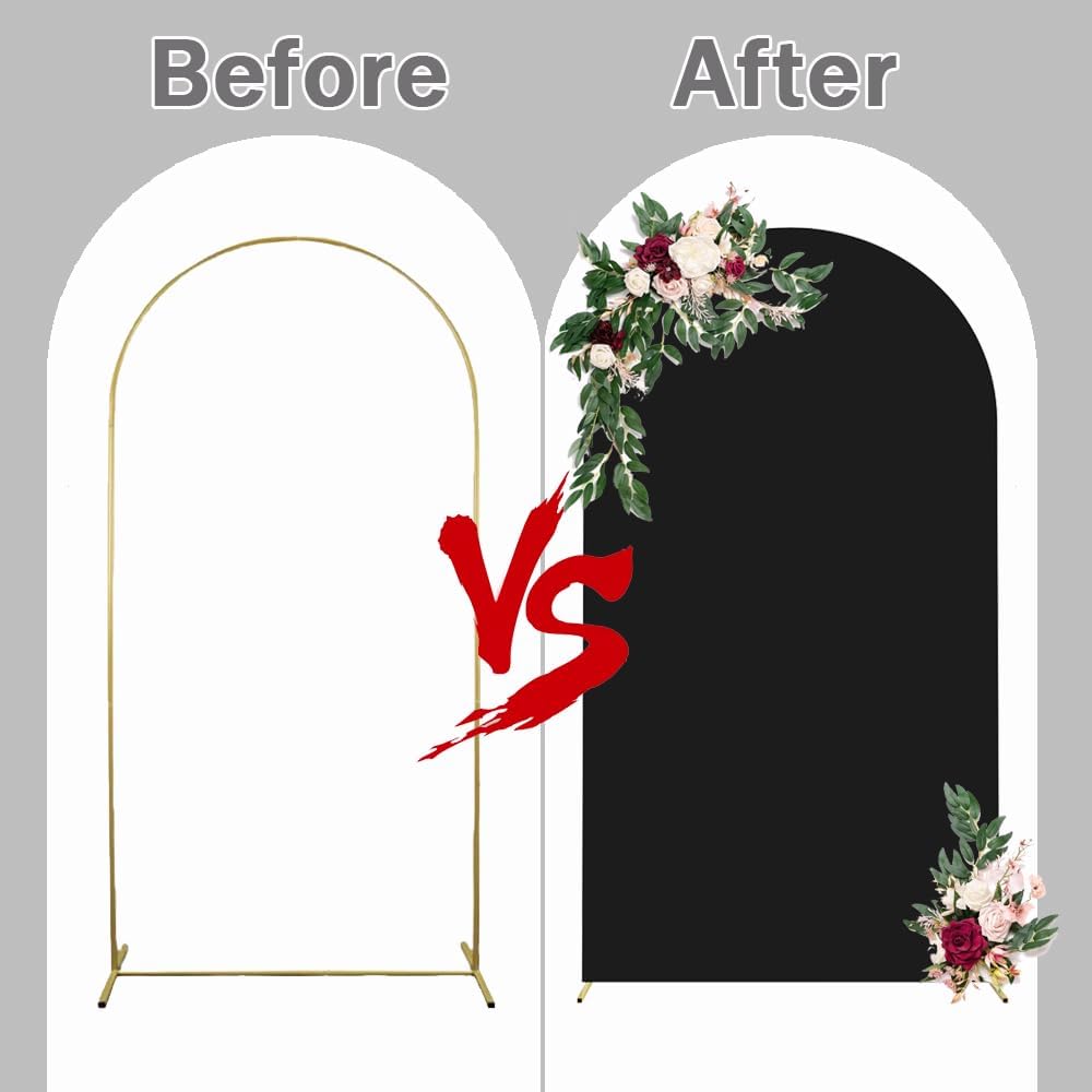 Black Arch Cover 4x7.2ft Arch-Backdrop-Cover Spandex Arched Covers Stretchy Backdrop Chiara Arches Frame Fabric for Birthday Party Baby Shower Gender Reveal Wedding Arch Back Drop Arbor Decor